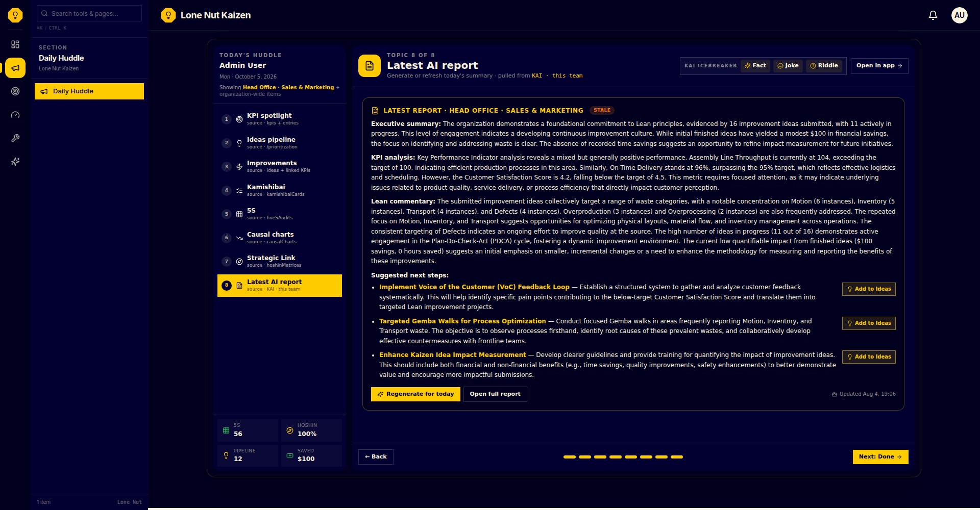 Daily Huddle — Latest AI Report stage.